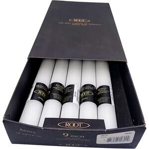 Root Candles Unscented Arista 9-Inch Beeswax Dinner Candles White 5-Count New
